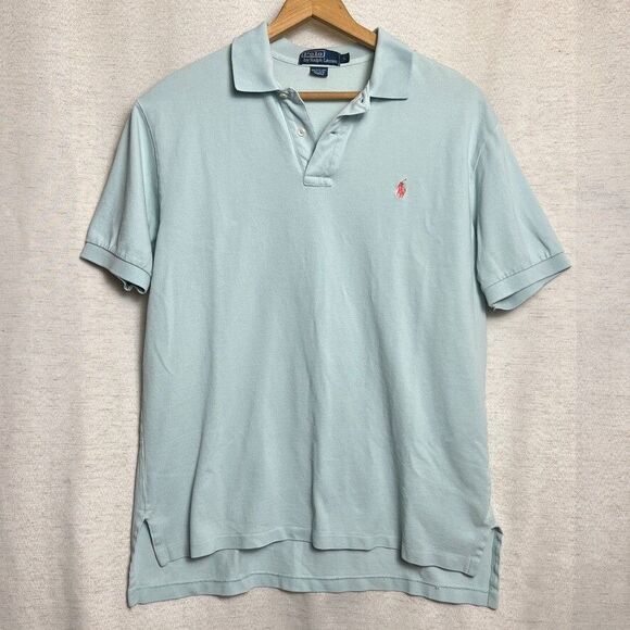 Polo Ralph Lauren Mens Shirt Size L Sage Blue Short Sleeve Collared Embroidered - Picture 1 of 7